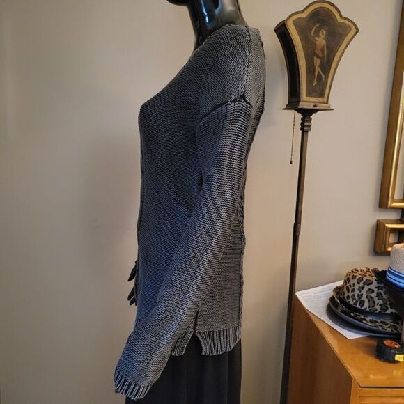 Grey Cotton Cable Knit Sweater - Picture 6 of 7